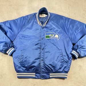 Very Rare Vintage 90’s Seattle Seahawks Chalk Line Satin Jacket XL Spell Out 🔥